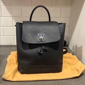 Louis Vuitton LockMe Backpack Black Leather Silver Hardware